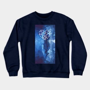 Heart geometric style blue abstract background Crewneck Sweatshirt